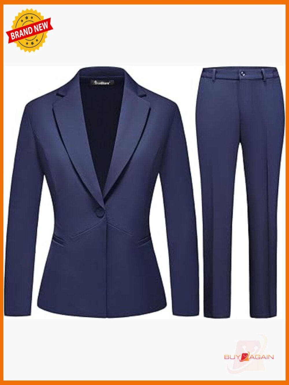 Slim Fit 2 Piece Pantsuit For Work - Navy